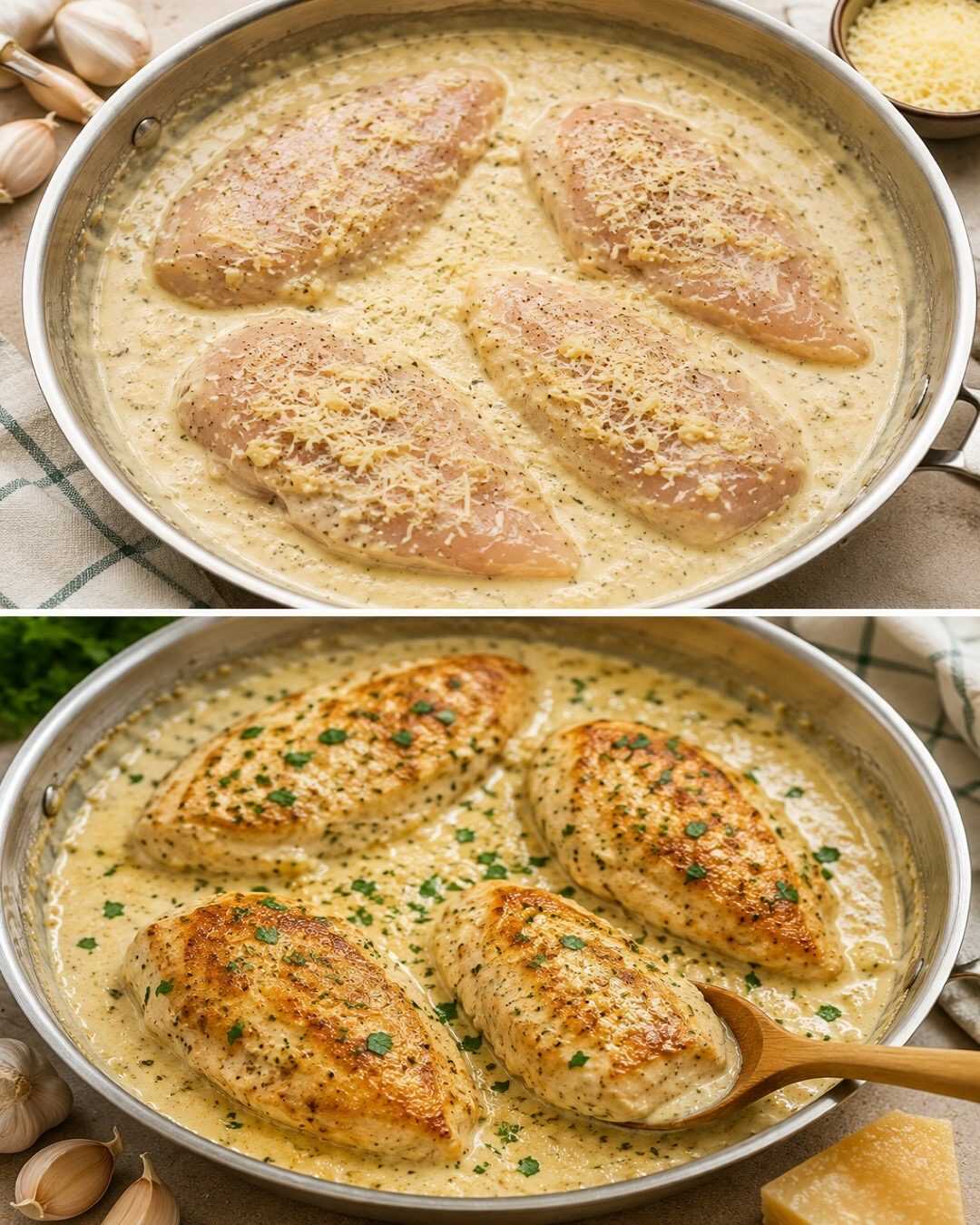 🧄 Poulet crémeux à l&rsquo;ail et au parmesan, prêt en 30 minutes