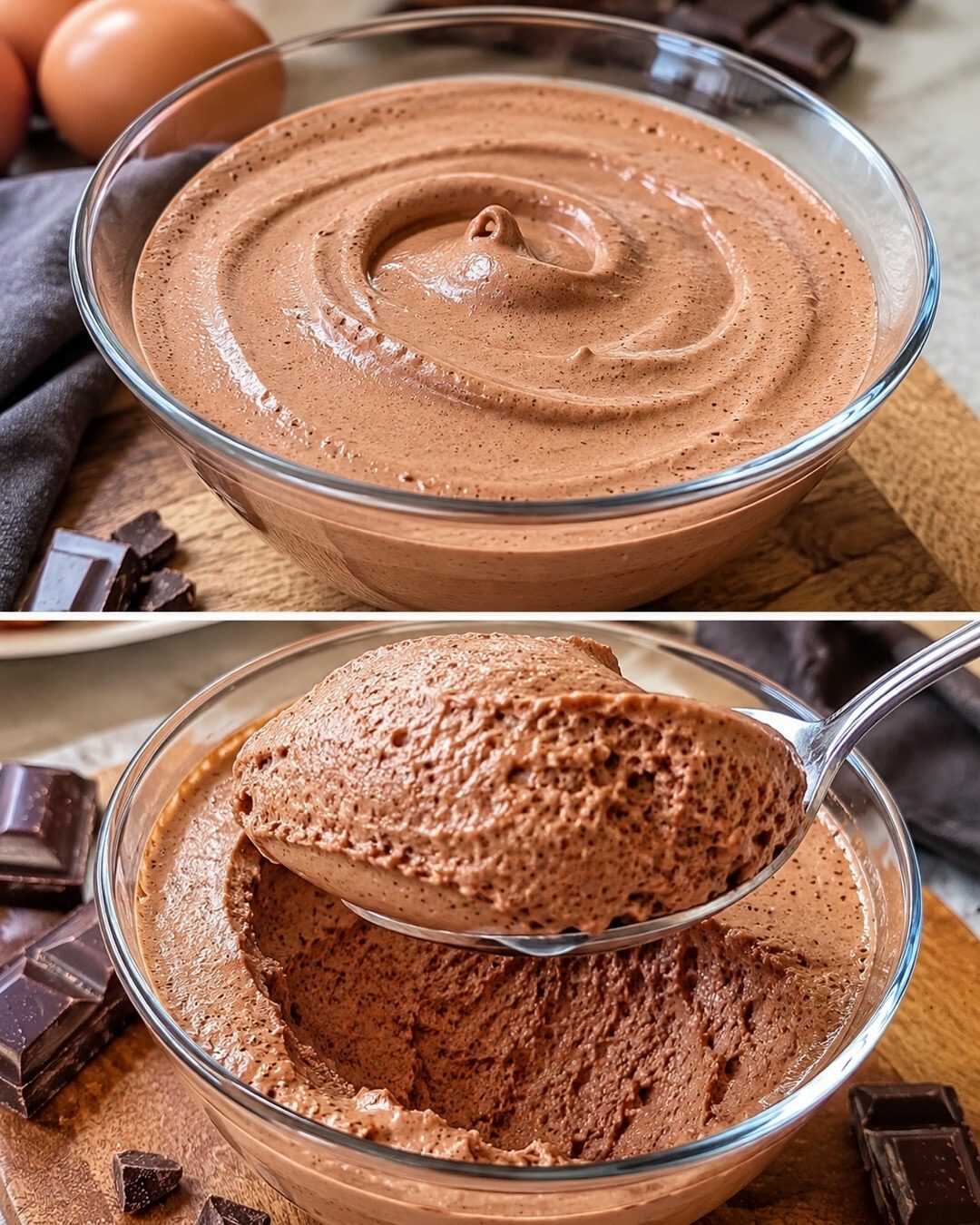 🍫 Mousse au chocolat légère avec seulement 3 ingrédients