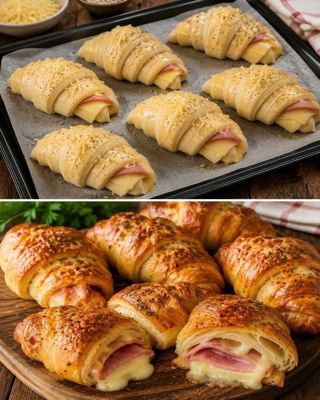 🥐 Croissants au jambon et au fromage, croustillants et fondants