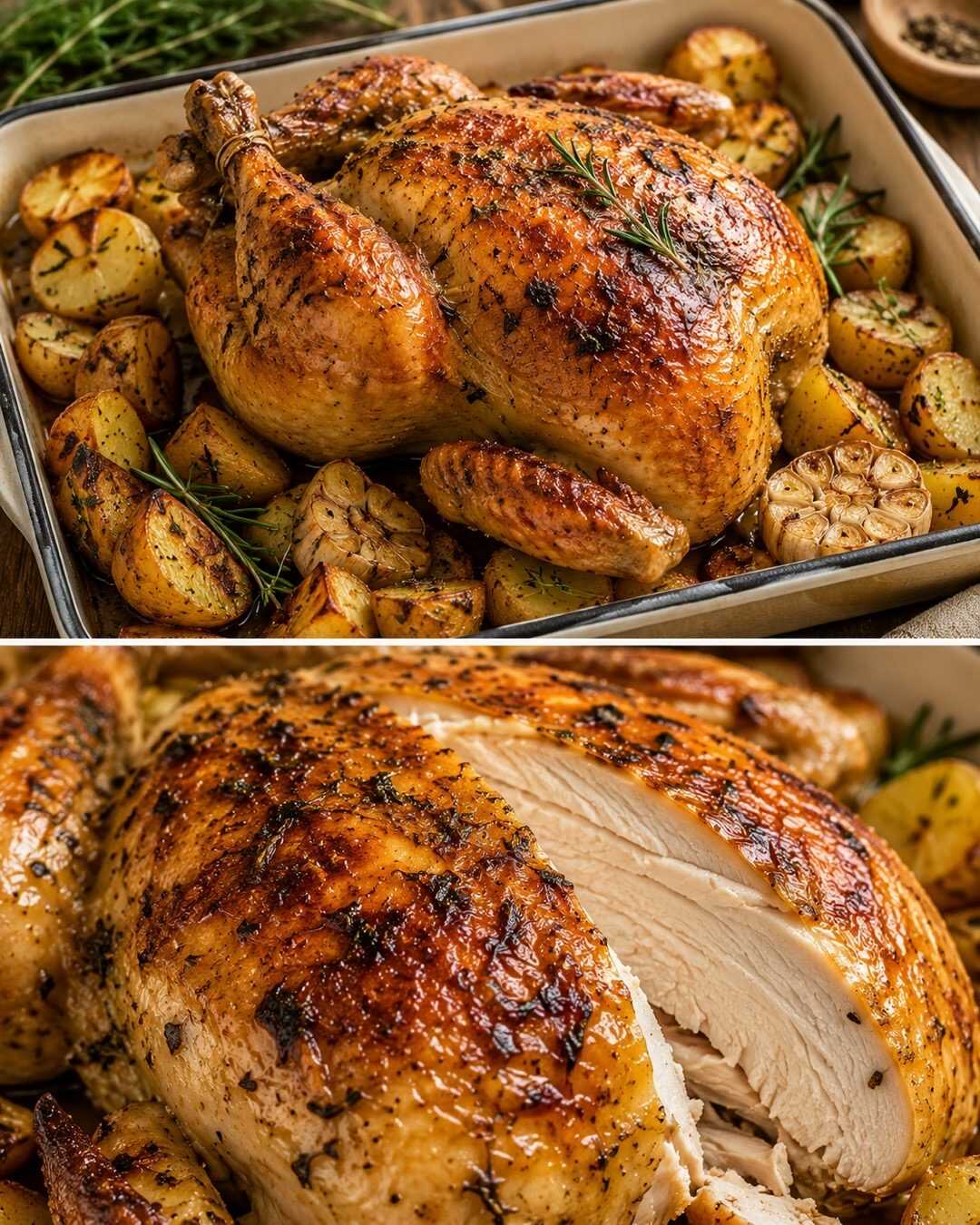 🍗 Poulet rôti aux herbes avec une peau ultra croustillante