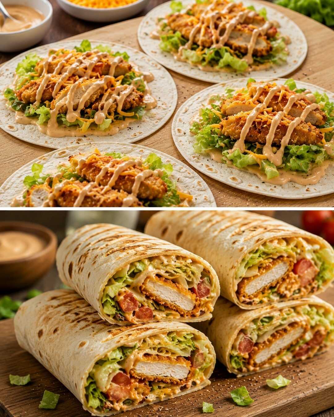 🌮 Wraps au poulet croustillant avec une sauce maison irrésistible
