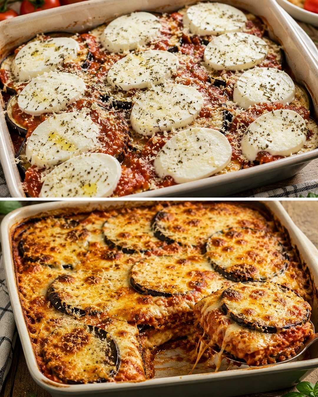 🍆 Gratin d&rsquo;aubergines à la mozzarella, généreux et gourmand