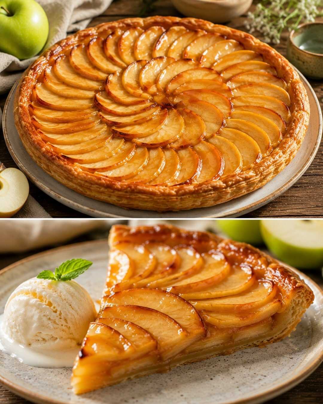 🍏 Tarte fine aux pommes caramélisées, croustillante et élégante