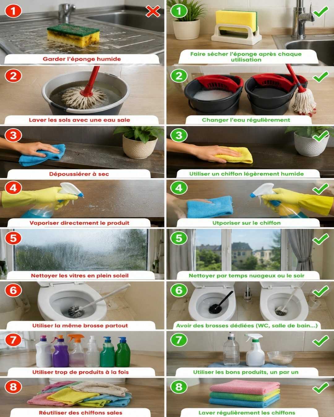 🧼 8 erreurs de nettoyage qui rendent votre maison plus sale
