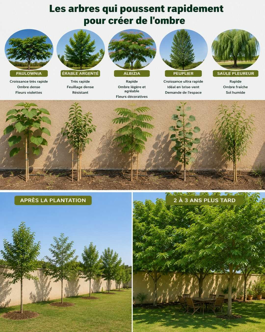🌳 Les arbres qui poussent rapidement pour créer de l&rsquo;ombre