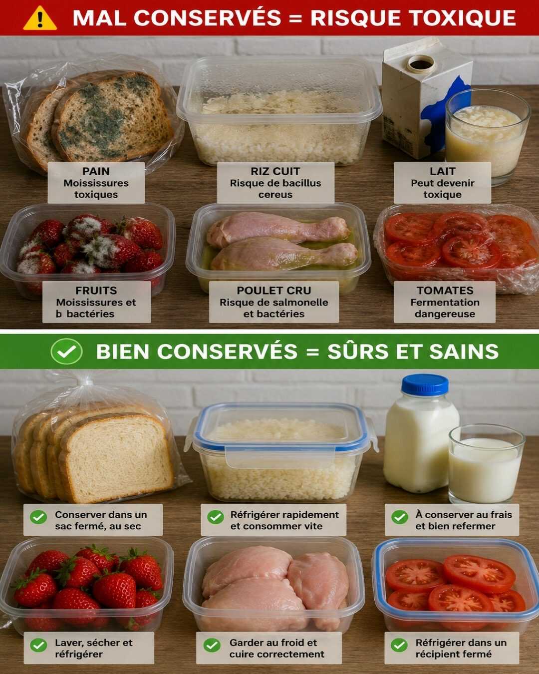 🍄 Les aliments qui peuvent être toxiques s&rsquo;ils sont mal conservés