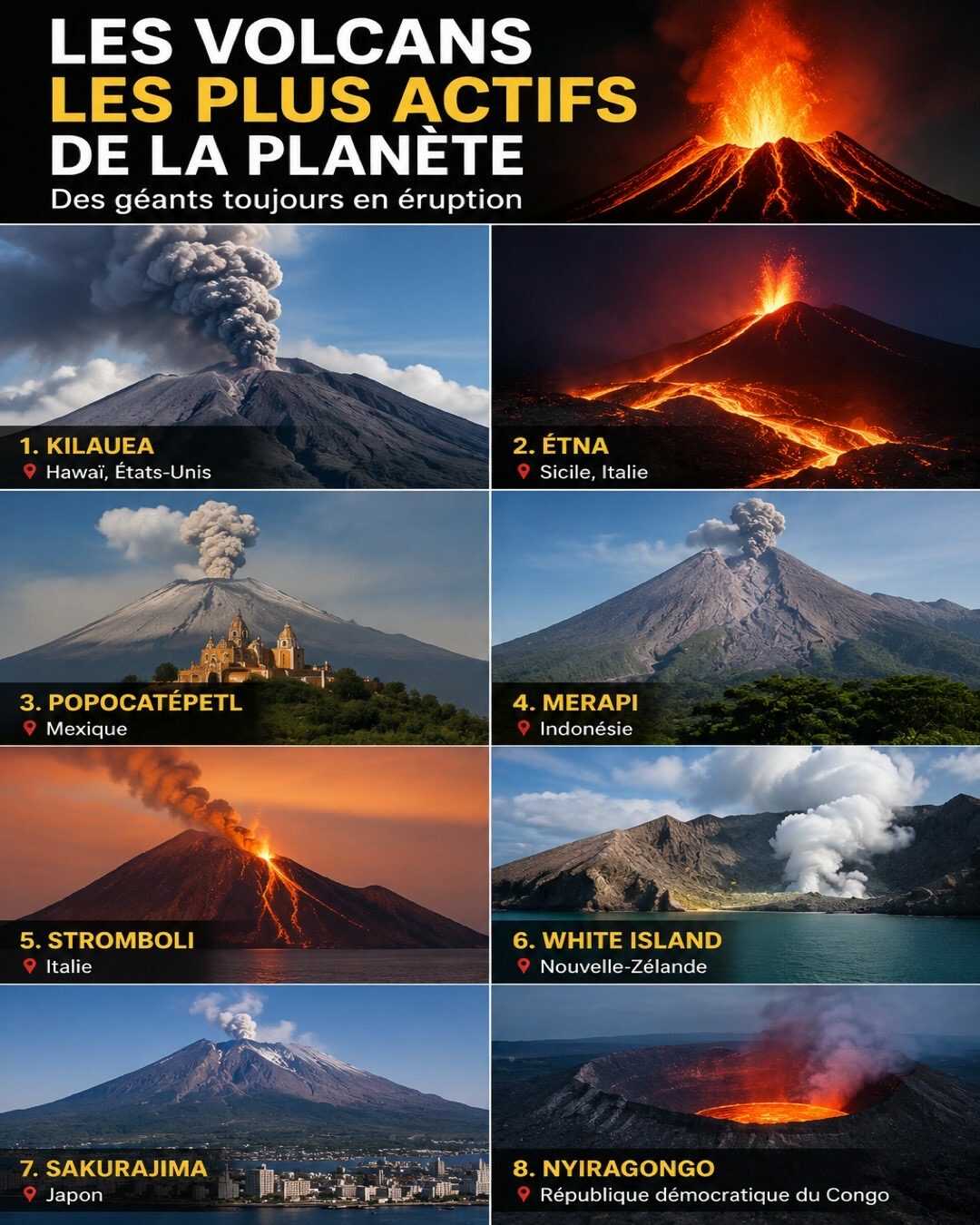 🌋 Les volcans les plus actifs de la planète