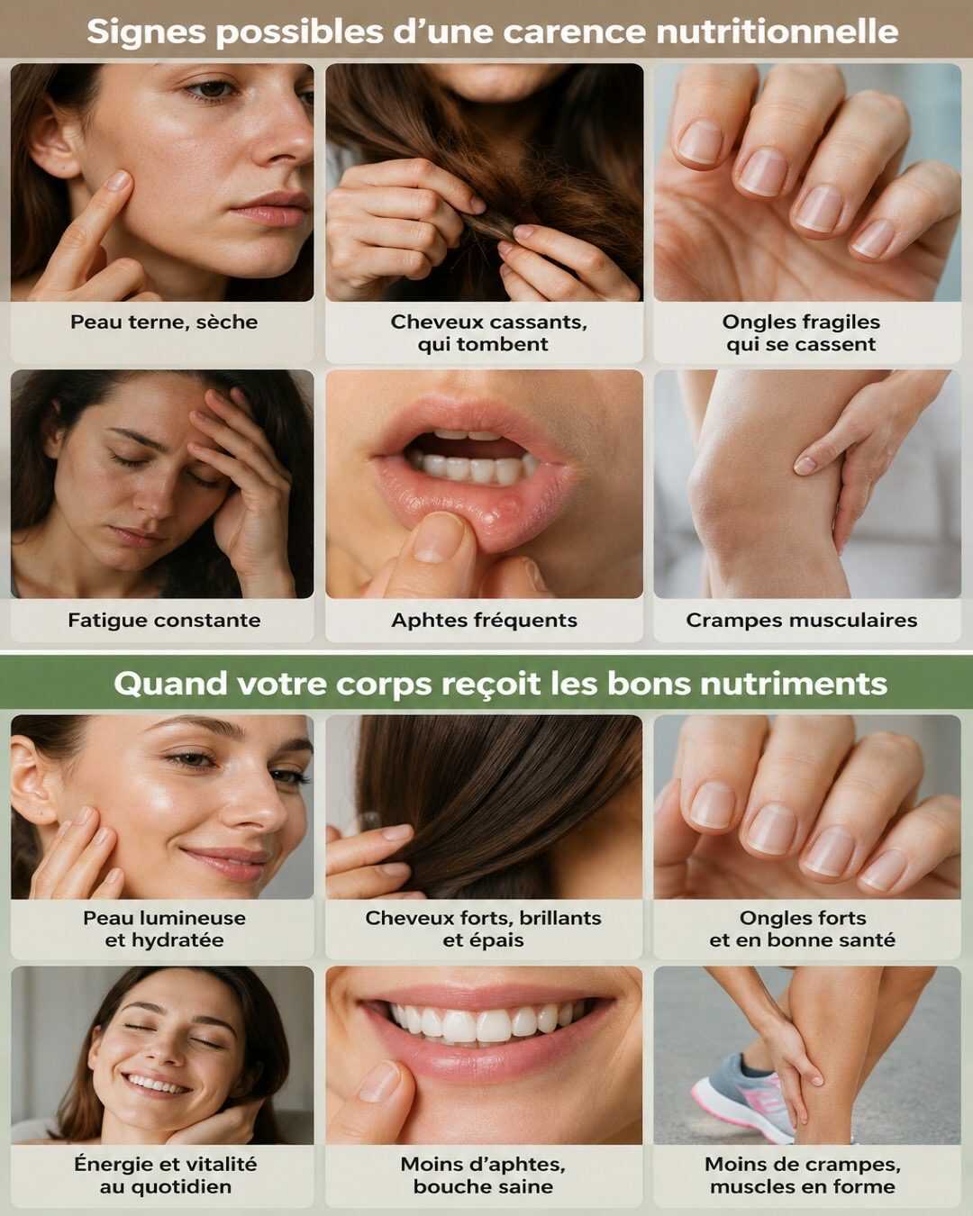 🦴 Les signes que votre corps peut manquer de certains nutriments