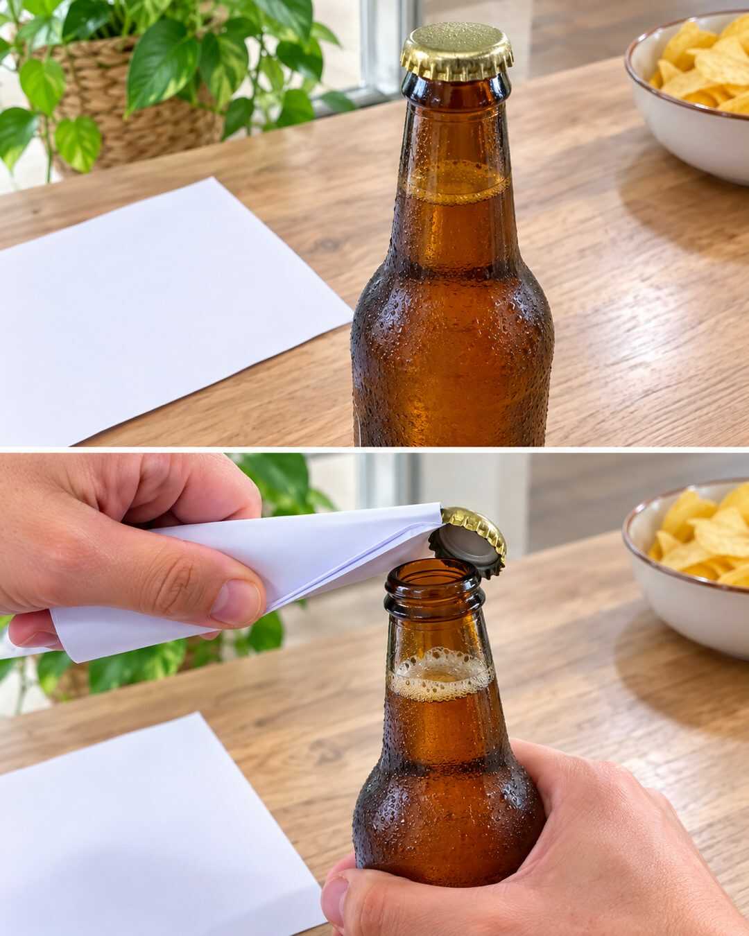 L&rsquo;astuce qui permet d&rsquo;ouvrir une bouteille avec une simple feuille de papier