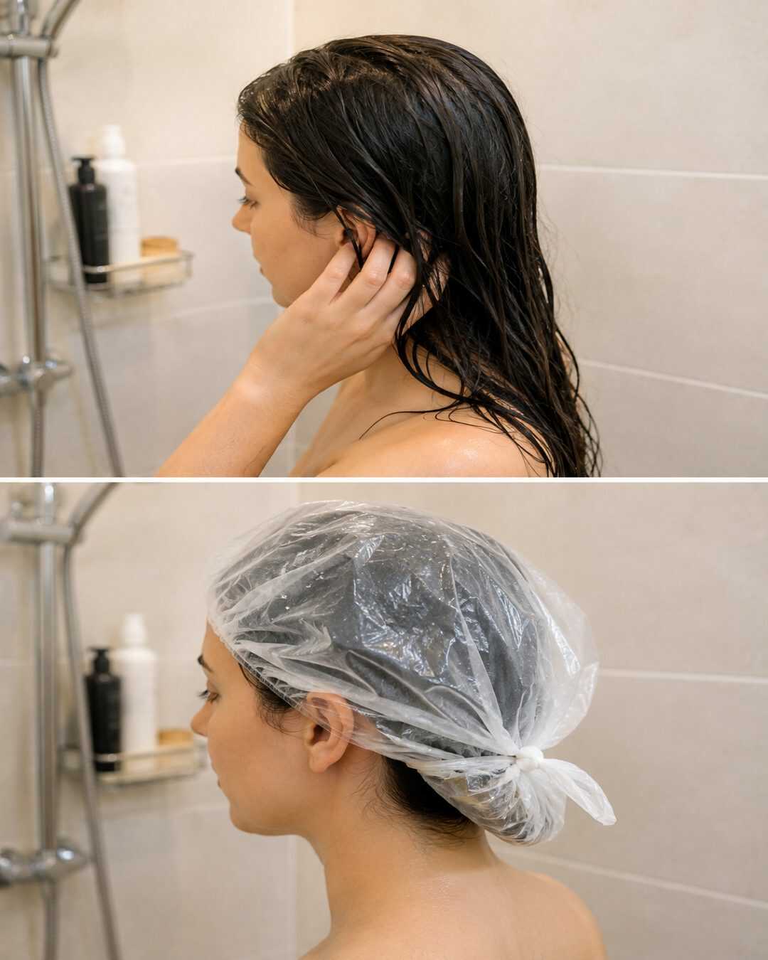 L&rsquo;astuce du sac plastique qui remplace parfaitement un bonnet de douche oublié