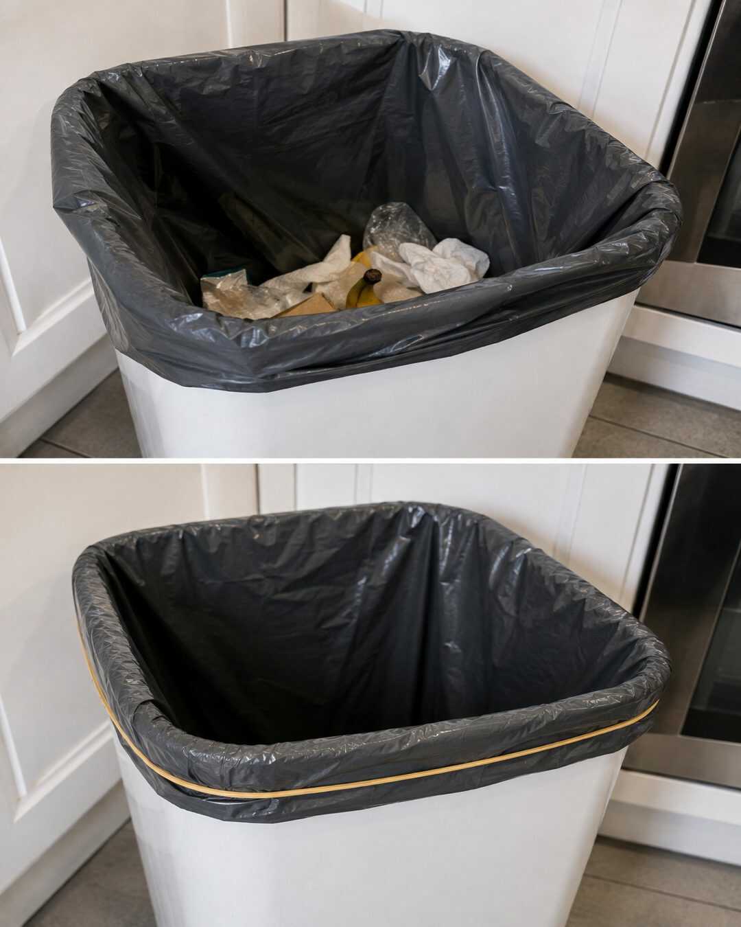 L&rsquo;astuce qui empêche enfin le sac-poubelle de glisser au fond de la poubelle