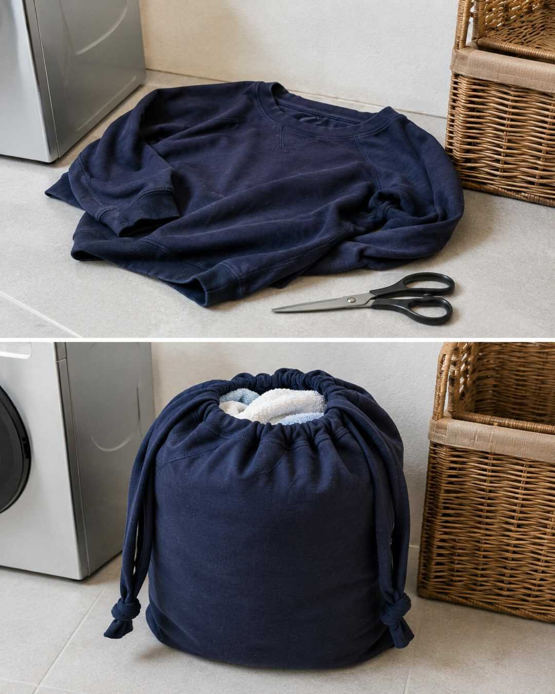 Transformez un vieux vêtement en sac à linge pratique en quelques minutes