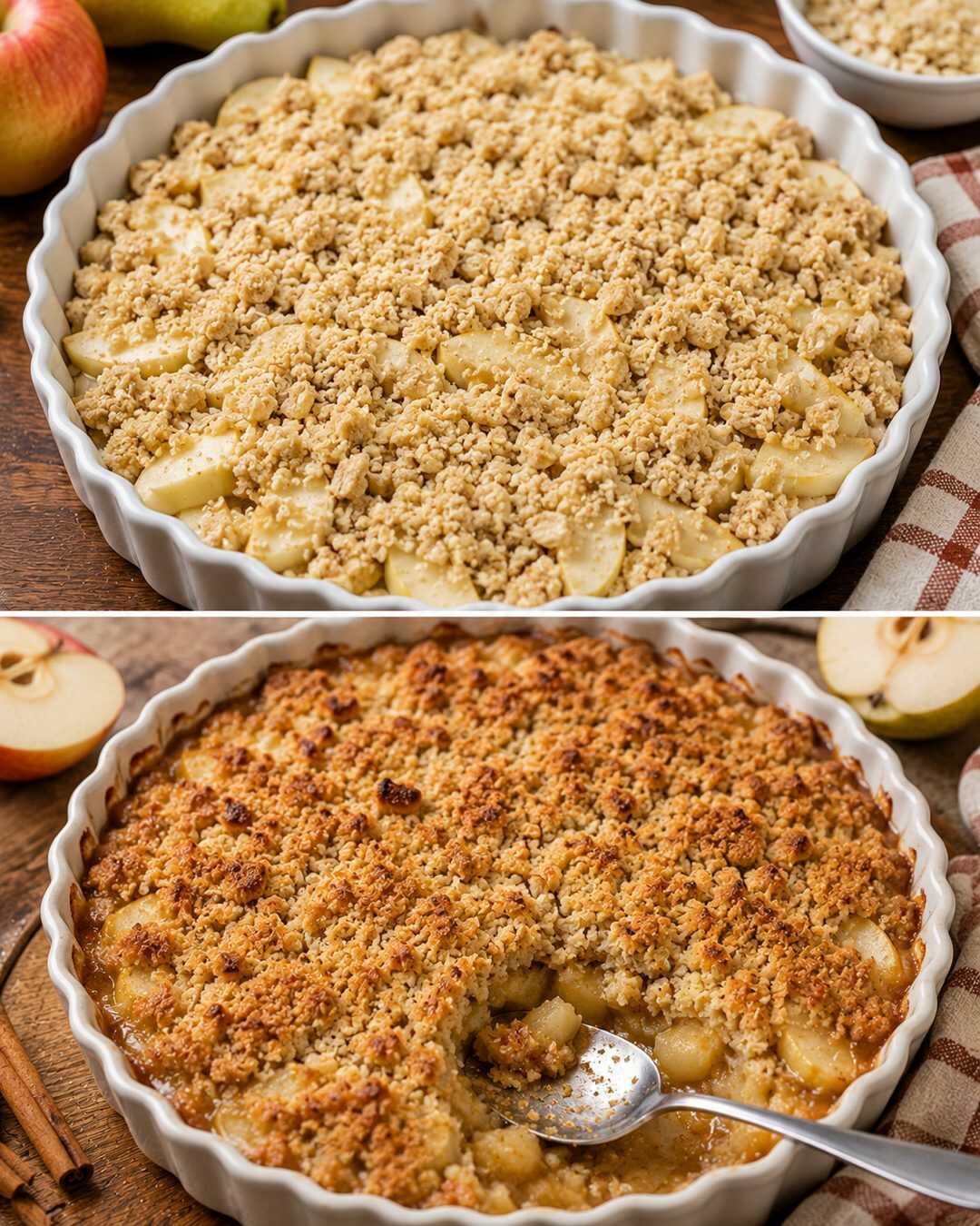Le crumble aux pommes et aux poires aux miettes croustillantes qui sent bon l&rsquo;automne