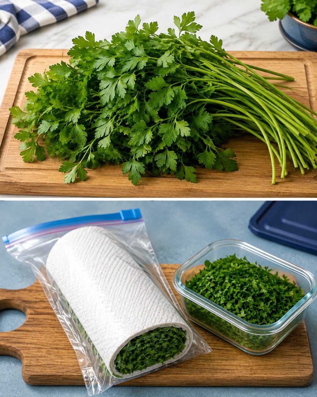 **L&rsquo;astuce de l&rsquo;essuie-tout qui permet de conserver le persil frais pendant des semaines sans perdre son arôme**