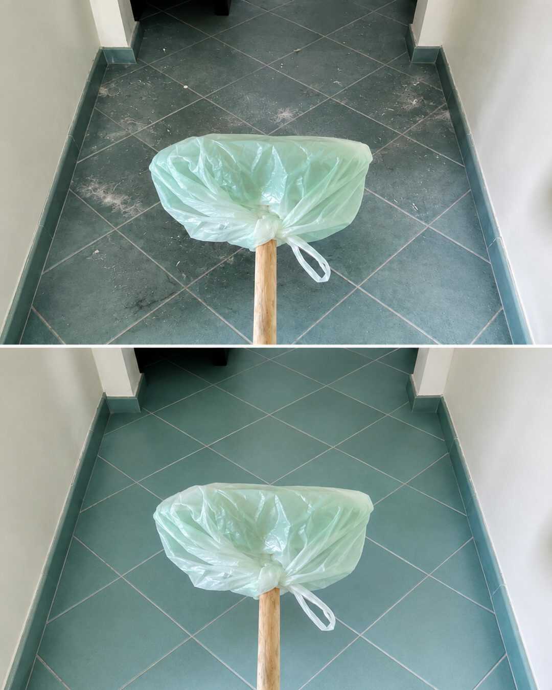 **Il vous suffit d&rsquo;un sac en plastique pour ramasser les cheveux au sol beaucoup plus rapidement**