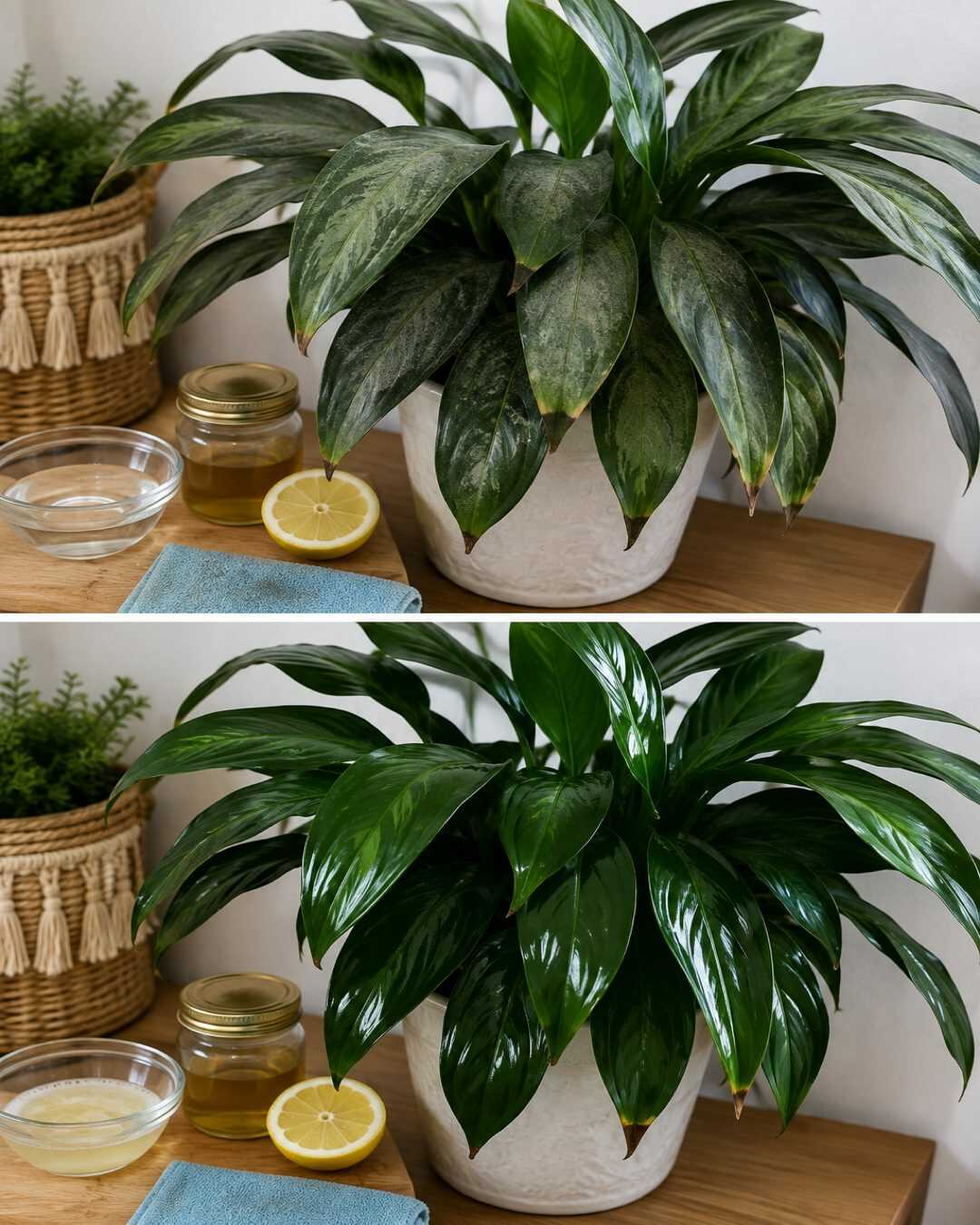 Le mélange naturel qui ravive les feuilles ternes des plantes d&rsquo;intérieur en quelques minutes