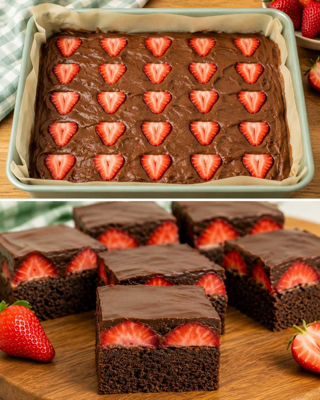 Brownies au chocolat et aux fraises
