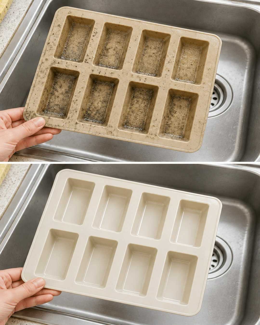 Avec cette méthode maison, les plaques en silicone retrouvent leur aspect d’origine et sont débarrassées de toute graisse.