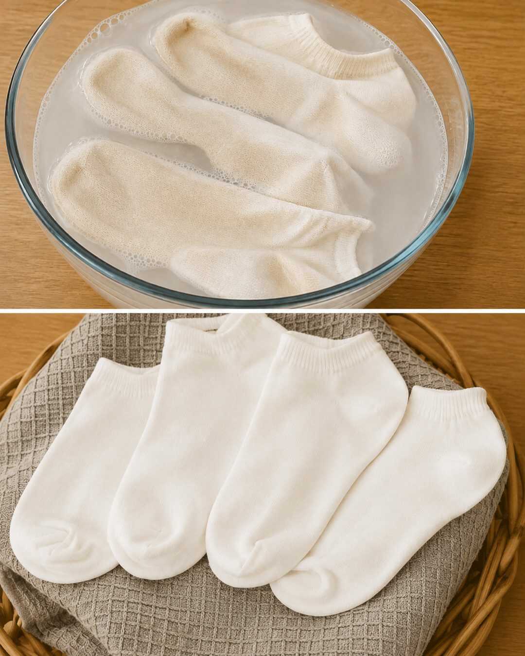 Avec cette astuce, les chaussettes blanches très sales retrouvent leur blancheur sans passer des heures à les laver