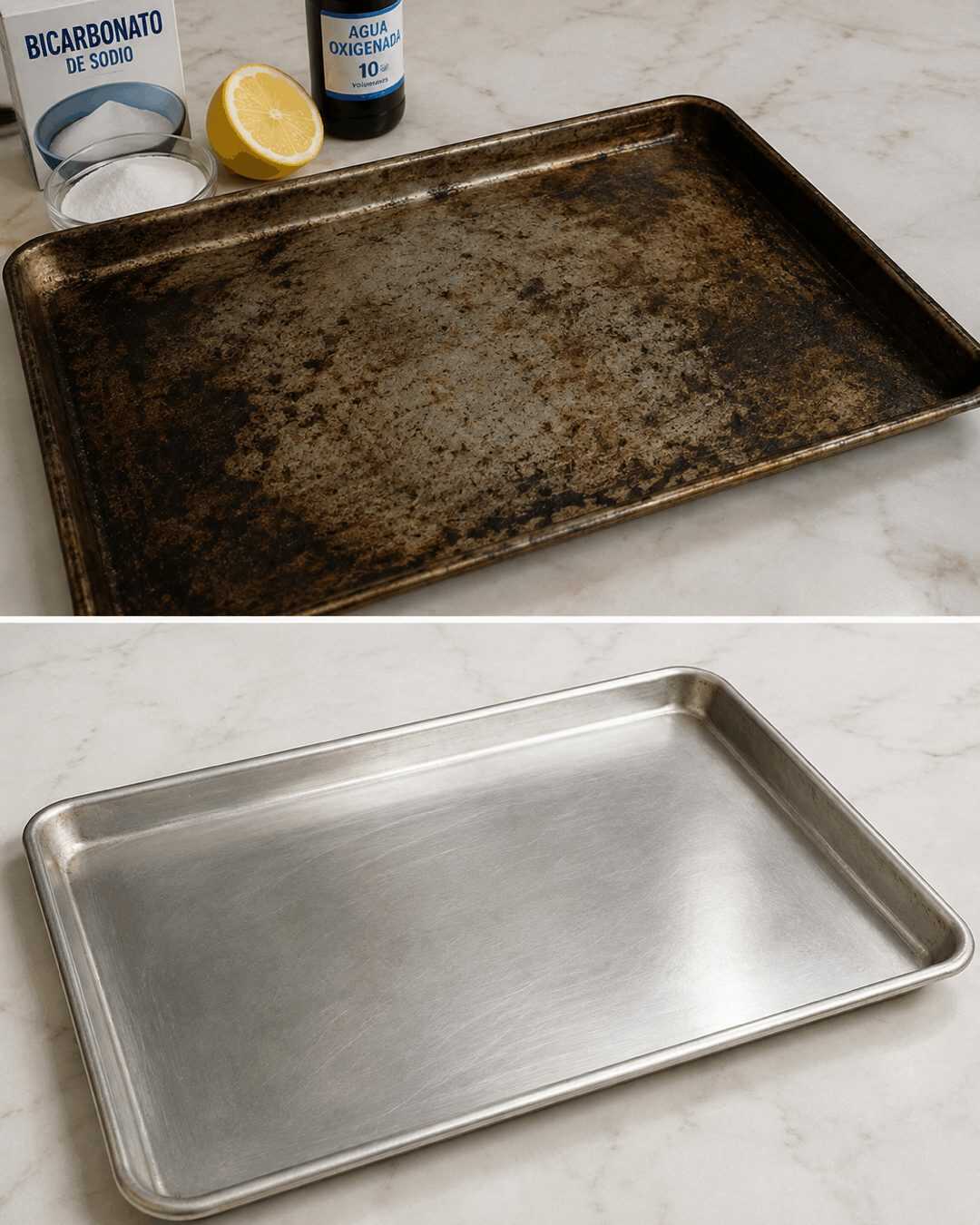 Cette astuce simple permet de récupérer les plateaux métalliques noircis par des années d’utilisation