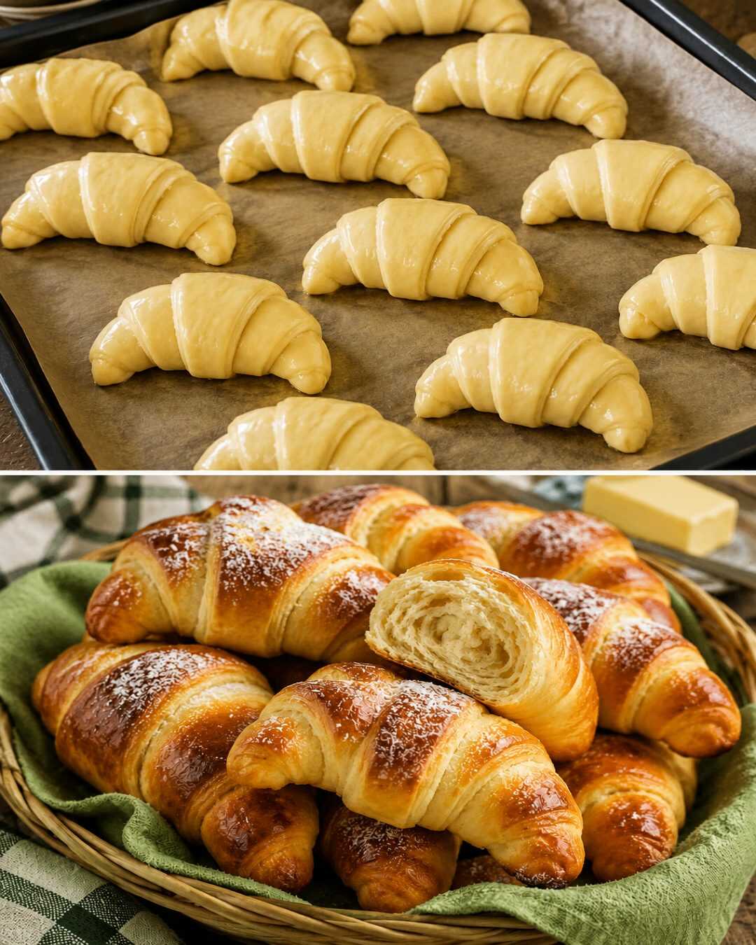 Petits croissants au beurre faits maison, aussi délicieux que ceux d’une petite boulangerie artisanale