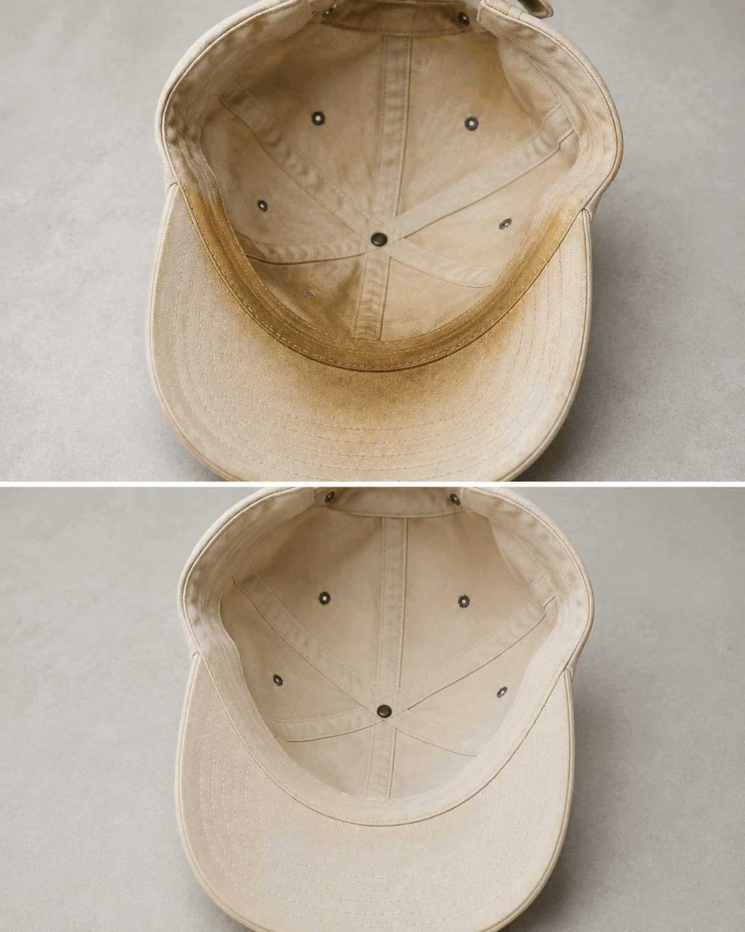 ✨ L’astuce pour récupérer une casquette tachée de sueur sans la déformer au lavage !