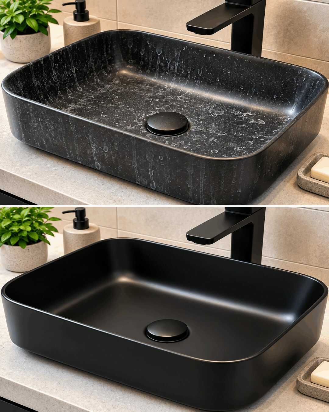 ✨ **L’astuce infaillible pour éliminer les traces d’eau et de savon sur un lavabo noir sans laisser la moindre marque !**