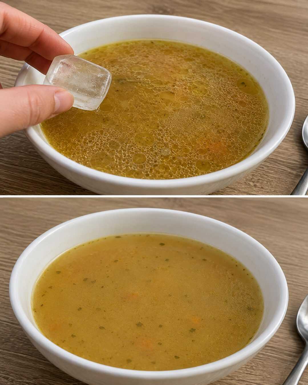 Elle passe un glaçon sur sa soupe avant de servir… quand on comprend pourquoi, c’est génial