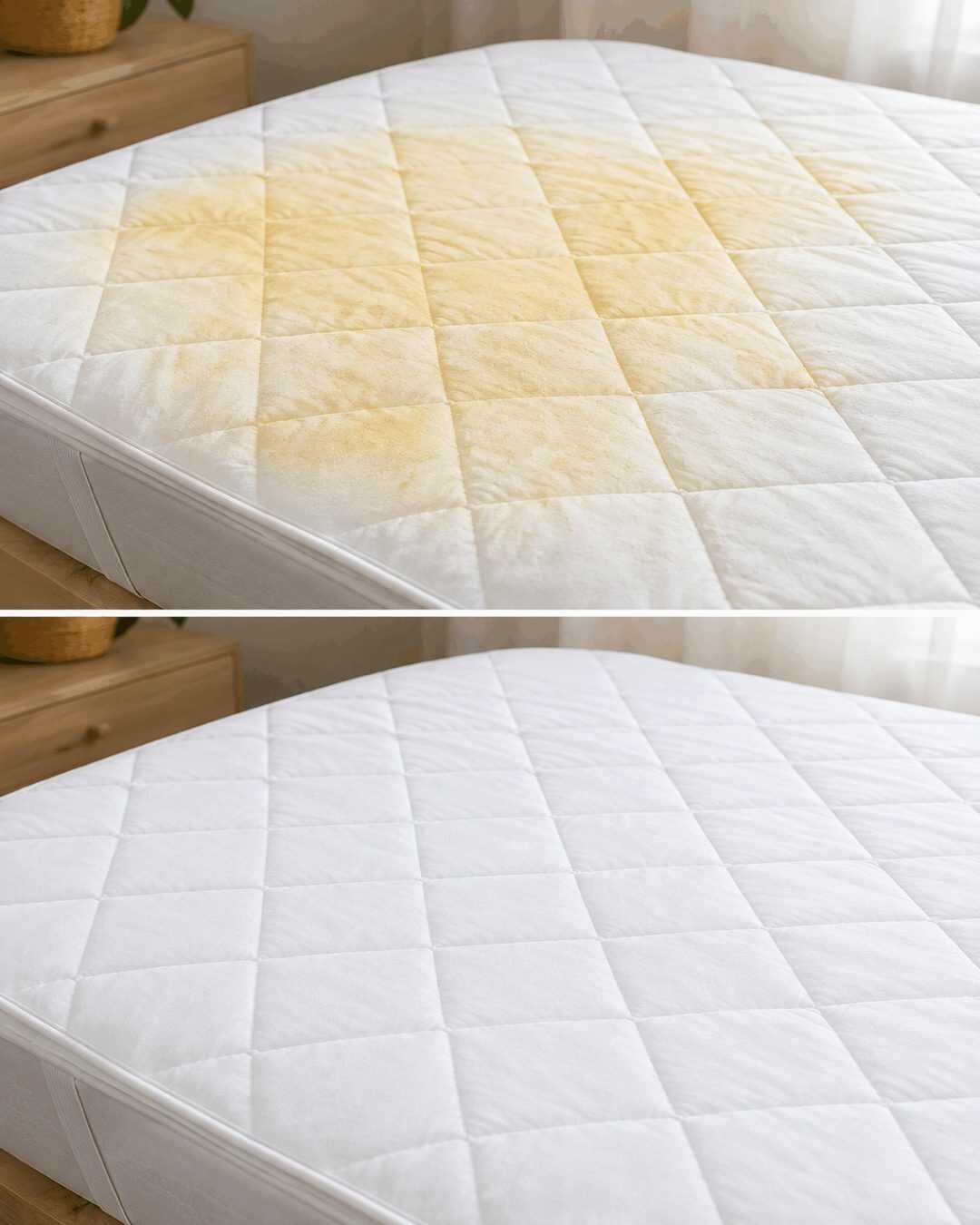 L’astuce maison pour éliminer les taches jaunes des protège-matelas sans utiliser d’eau de Javel.