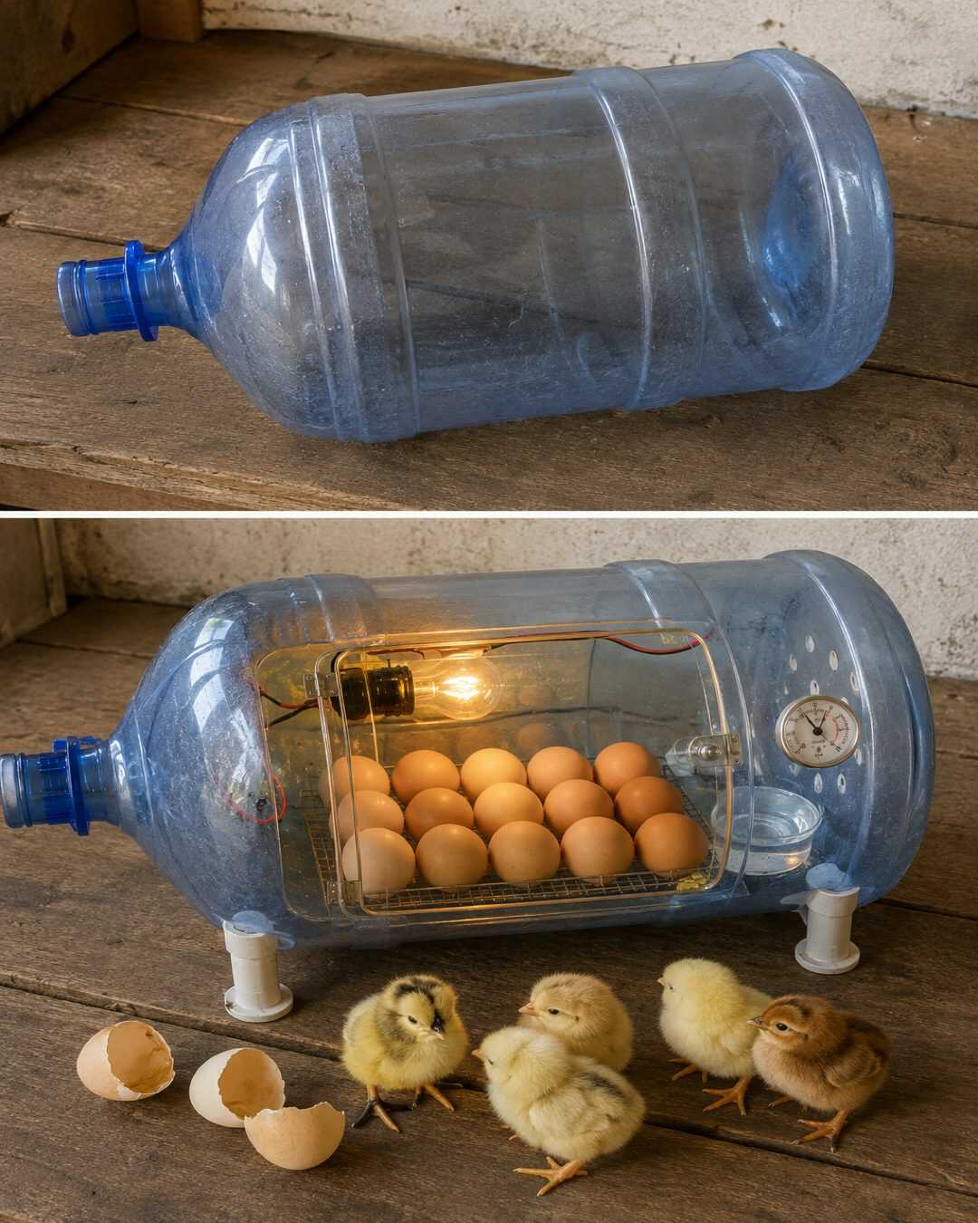 **Incubateur maison** — « Pas de couveuse ? Voici comment fabriquer un incubateur maison avec un simple bidon »
