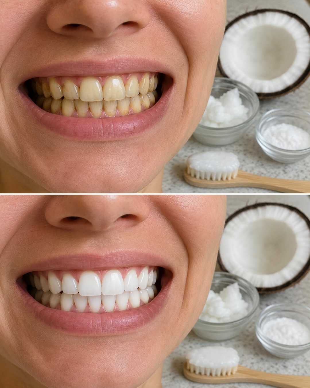 **Bicarbonate + huile de coco** — « Pourquoi certaines personnes mélangent huile de coco et bicarbonate pour leurs dents »