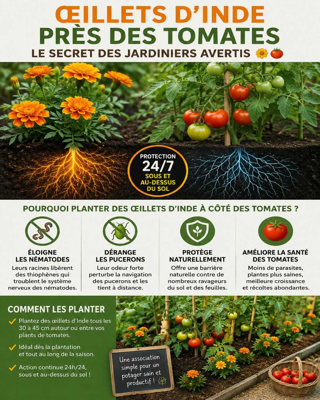 **Pourquoi les jardiniers plantent des œillets d’Inde près des tomates**