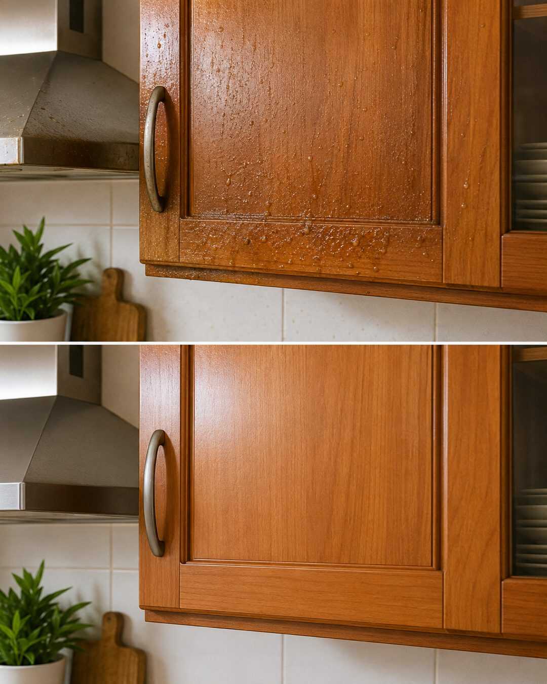 Graisse collante sur les meubles de cuisine ? Essayez cette méthode toute simple