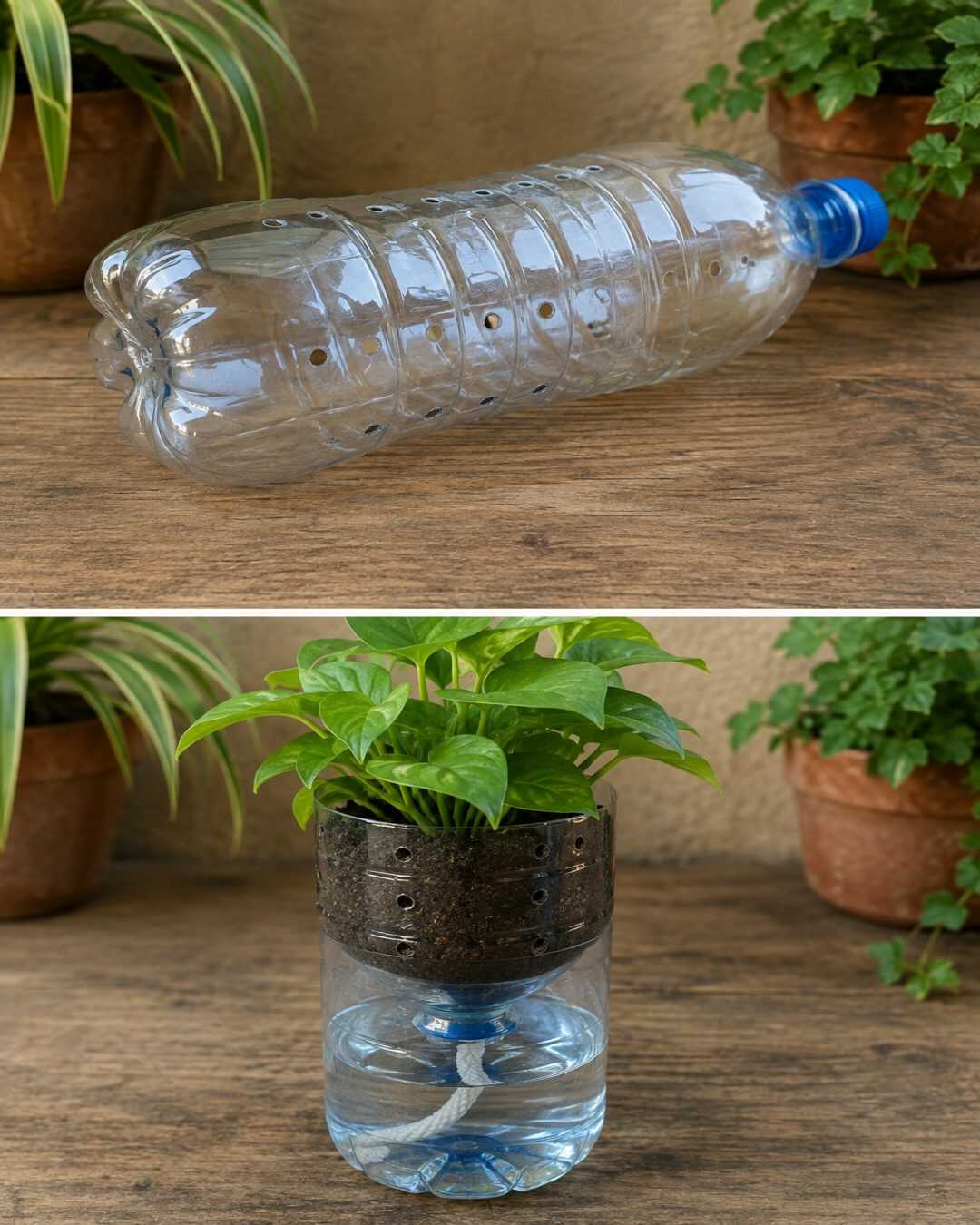 Transformez une bouteille en plastique en pot auto-arrosant en quelques minutes