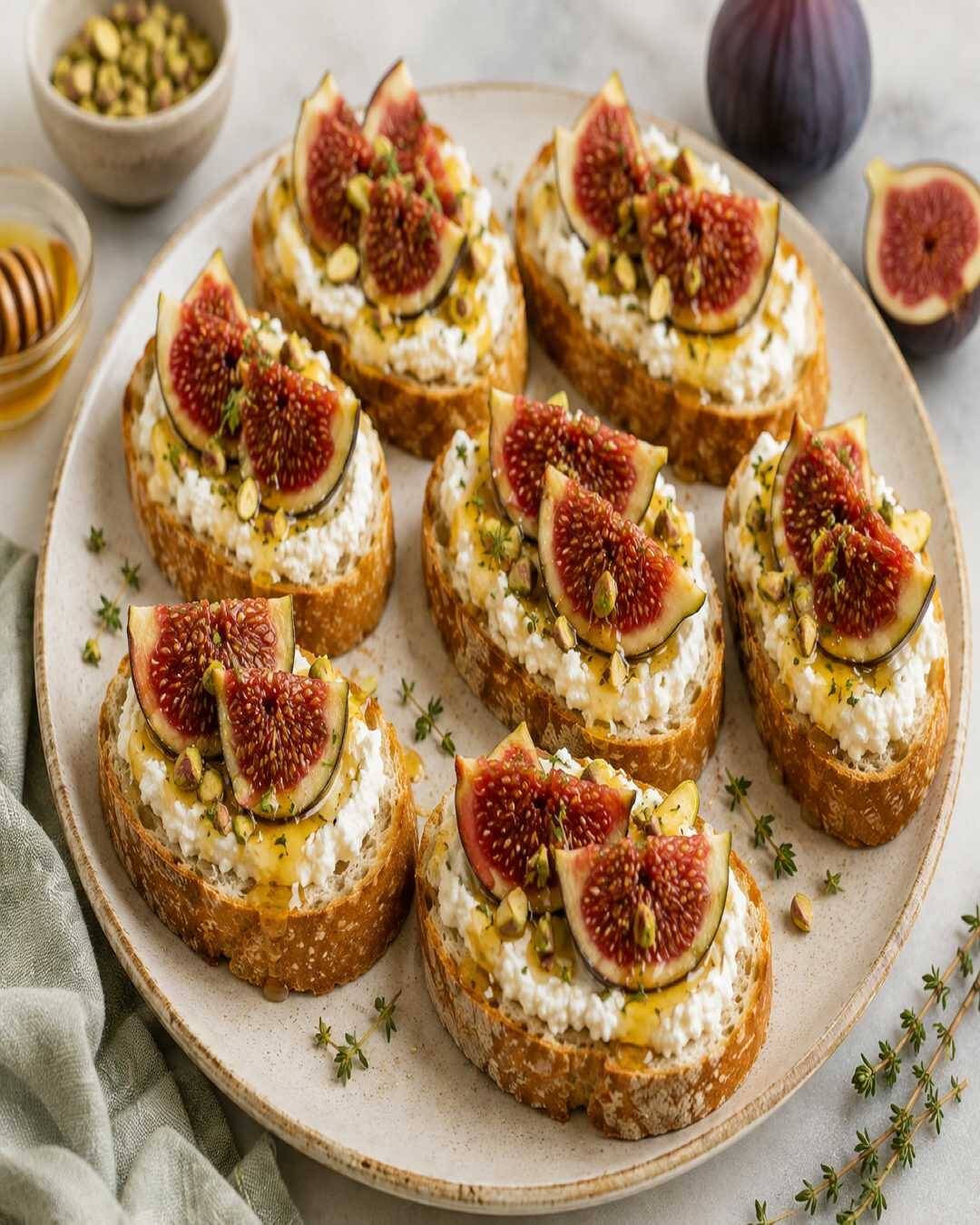 **Tartines à la ricotta, aux figues et au miel : une recette sucrée-salée raffinée et irrésistible**.