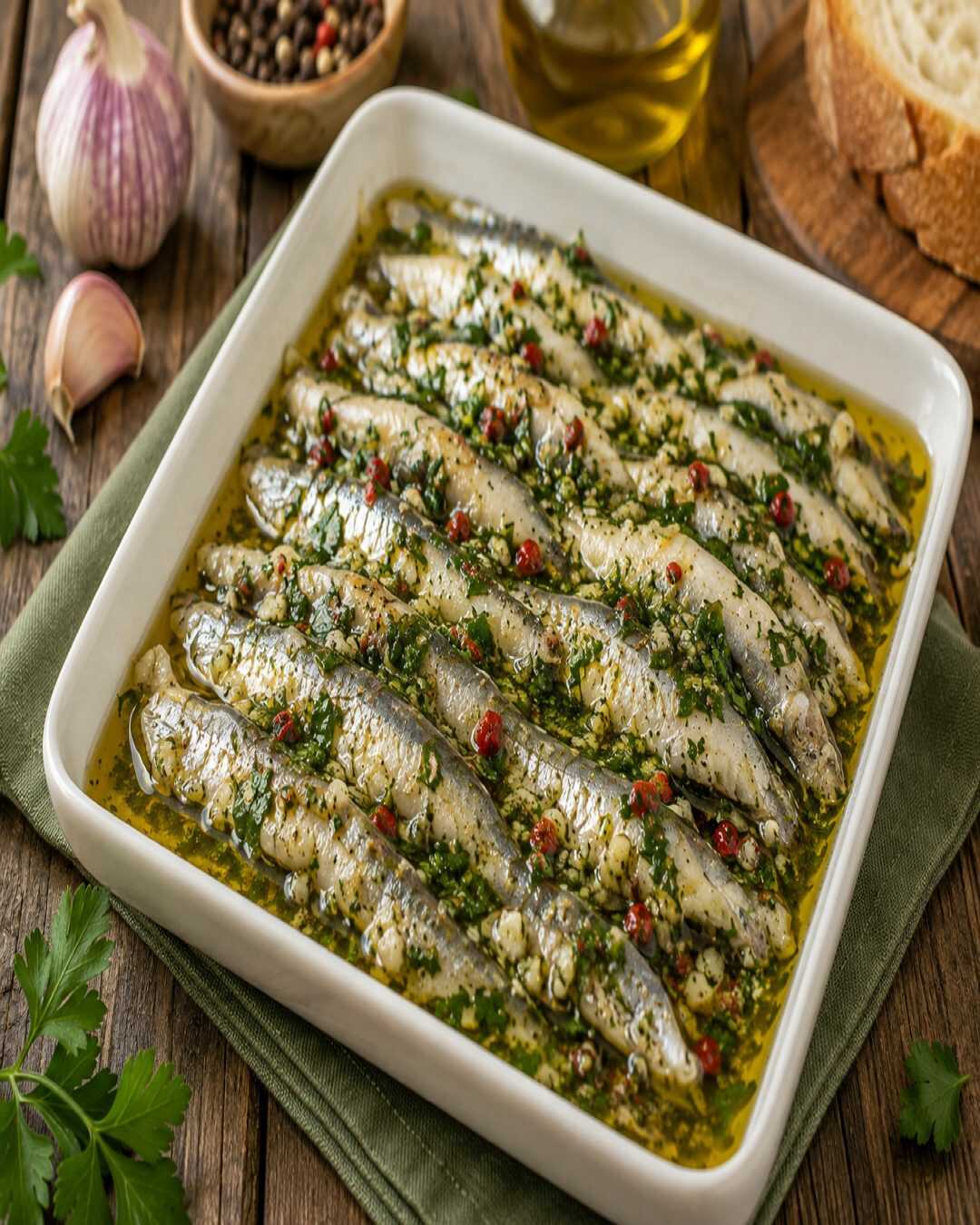 **Anchois marinés à la napolitaine**.