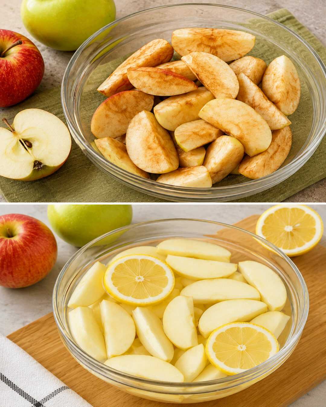 Vos pommes coupées brunissent trop vite ? Cette vieille astuce de grand-mère aide à les garder claires plus longtemps