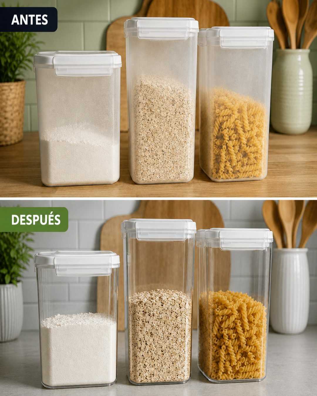 Cette astuce toute simple redonne leur transparence aux récipients du garde-manger devenus opaques avec le temps