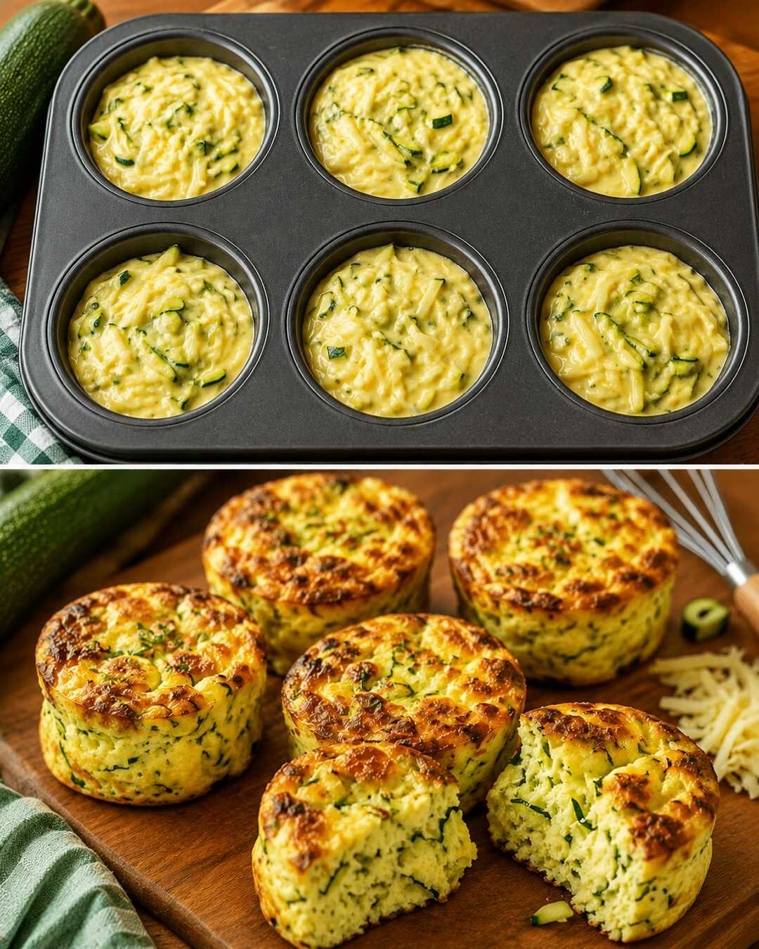 Petites tartelettes de courgettes au fromage dorées au four : croustillantes à l’extérieur et délicieusement moelleuses à l’intérieur