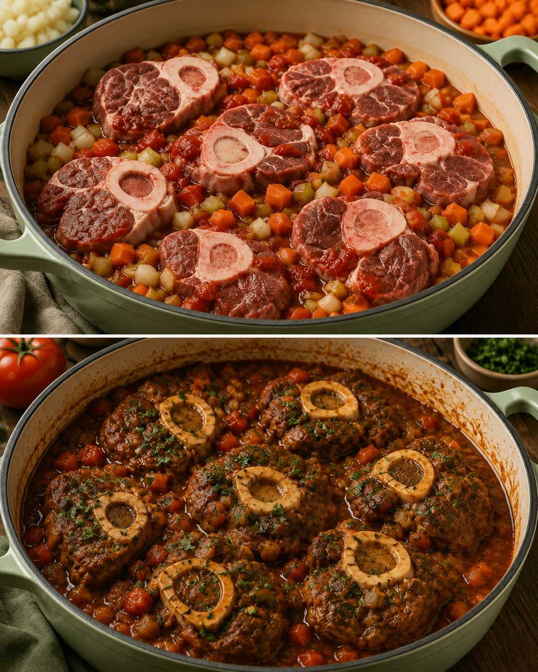 Ossobuco fondant dans une savoureuse sauce tomate aux légumes : voici comment obtenir une viande tendre à souhait