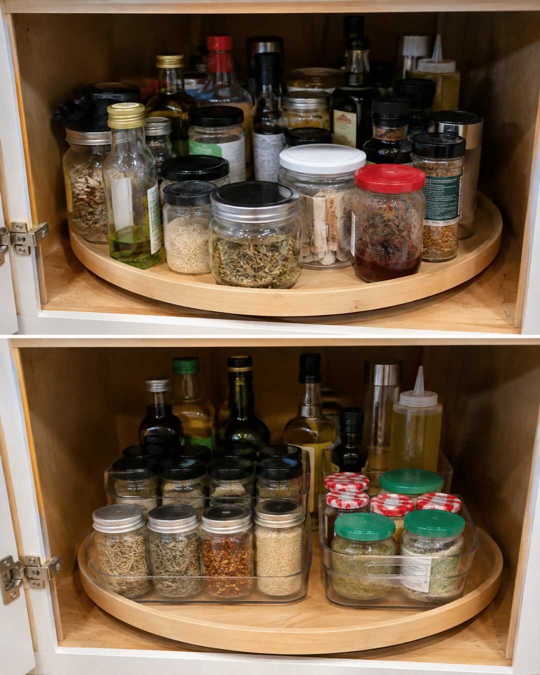 # L’astuce pour organiser les plateaux tournants dans la cuisine et gagner de la place sans même s’en rendre compte