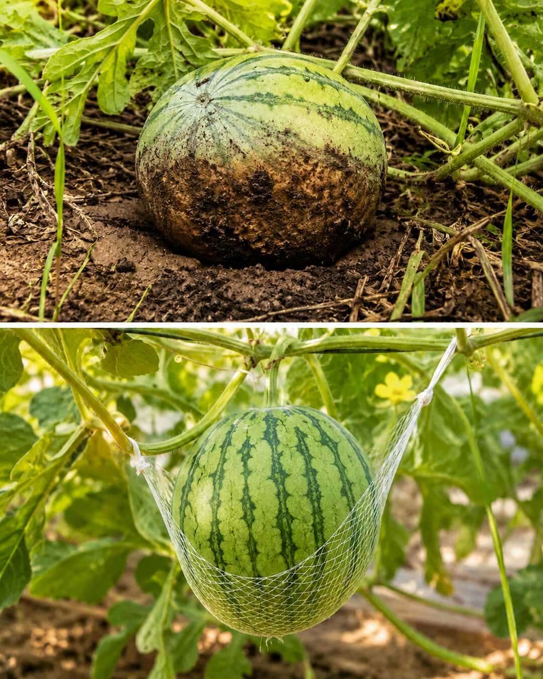 L’astuce pour qu’un plant de pastèque produise des fruits plus uniformes et éviter qu’ils ne s’abîment au contact du sol