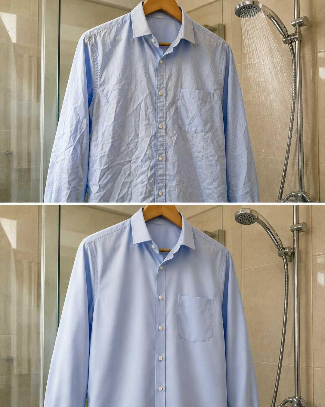 L’astuce de la douche pour défroisser une chemise sans fer à repasse