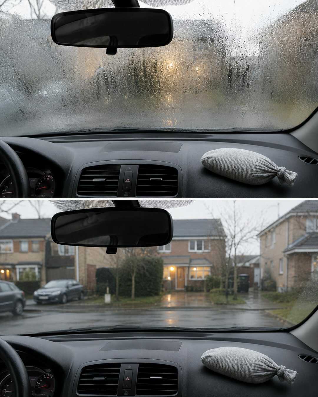 Une chaussette remplie de litière dans la voiture : l’astuce pour limiter la buée sur le pare-brise
