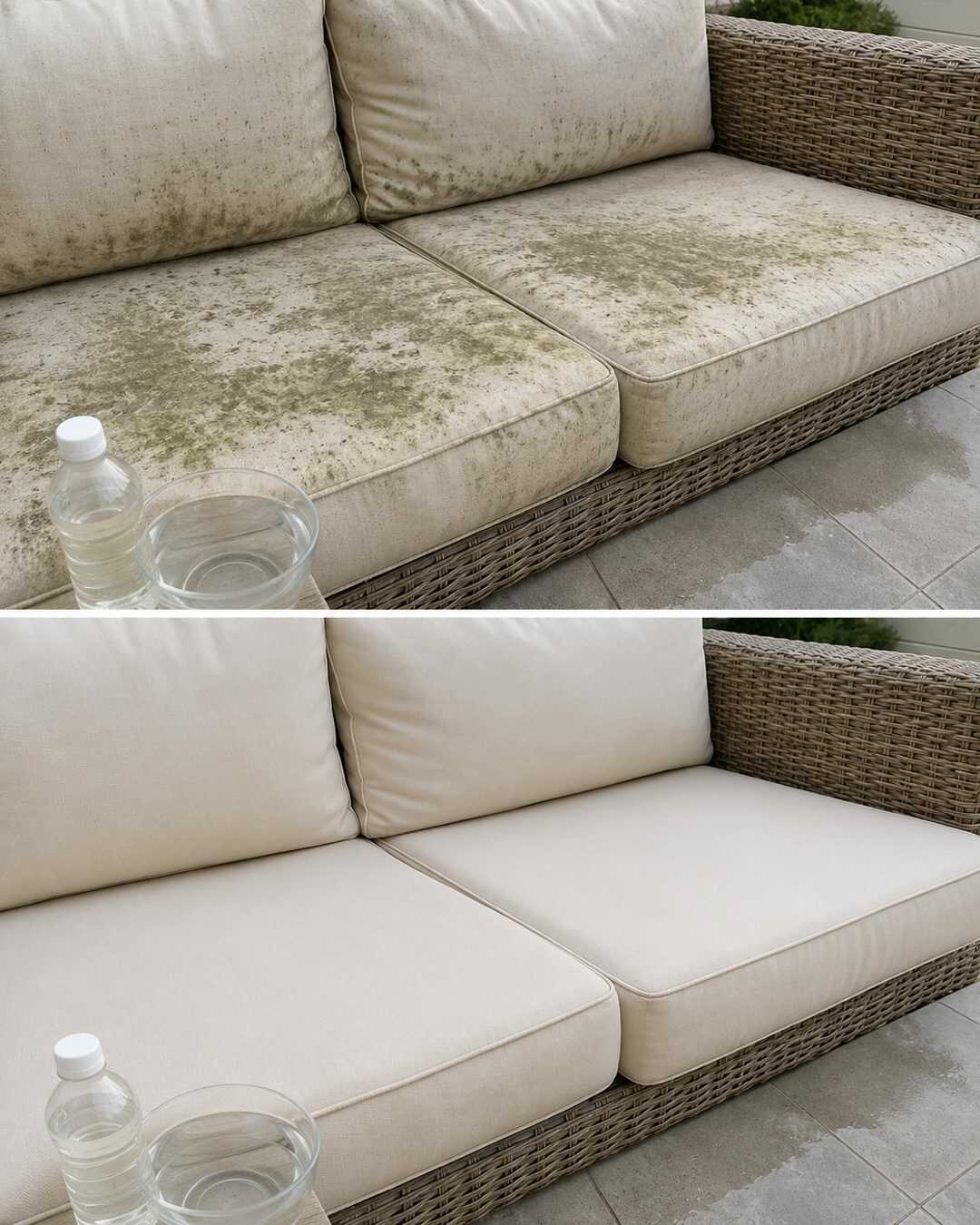 L’astuce du vinaigre pour nettoyer les coussins extérieurs exposés à l’humidité