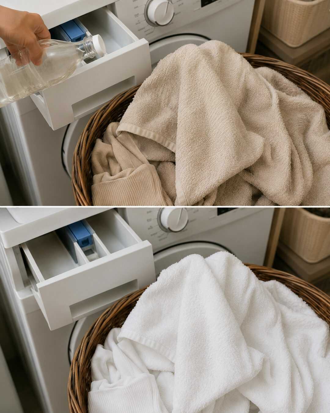 Vinaigre blanc pendant le rinçage : l’astuce pour adoucir le linge naturellement