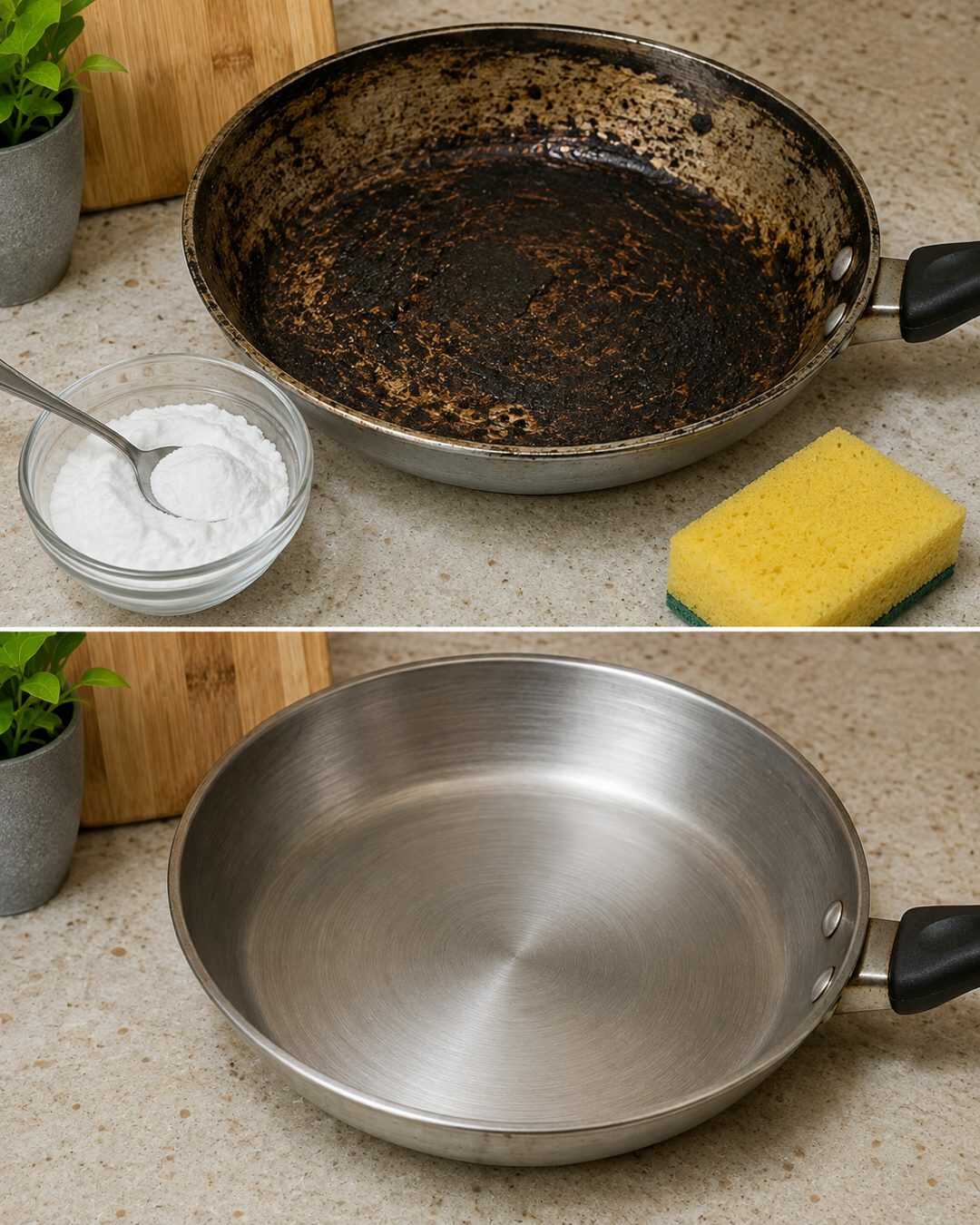 Poêle brûlée : l’astuce du bicarbonate de soude pour décoller les résidus tenaces