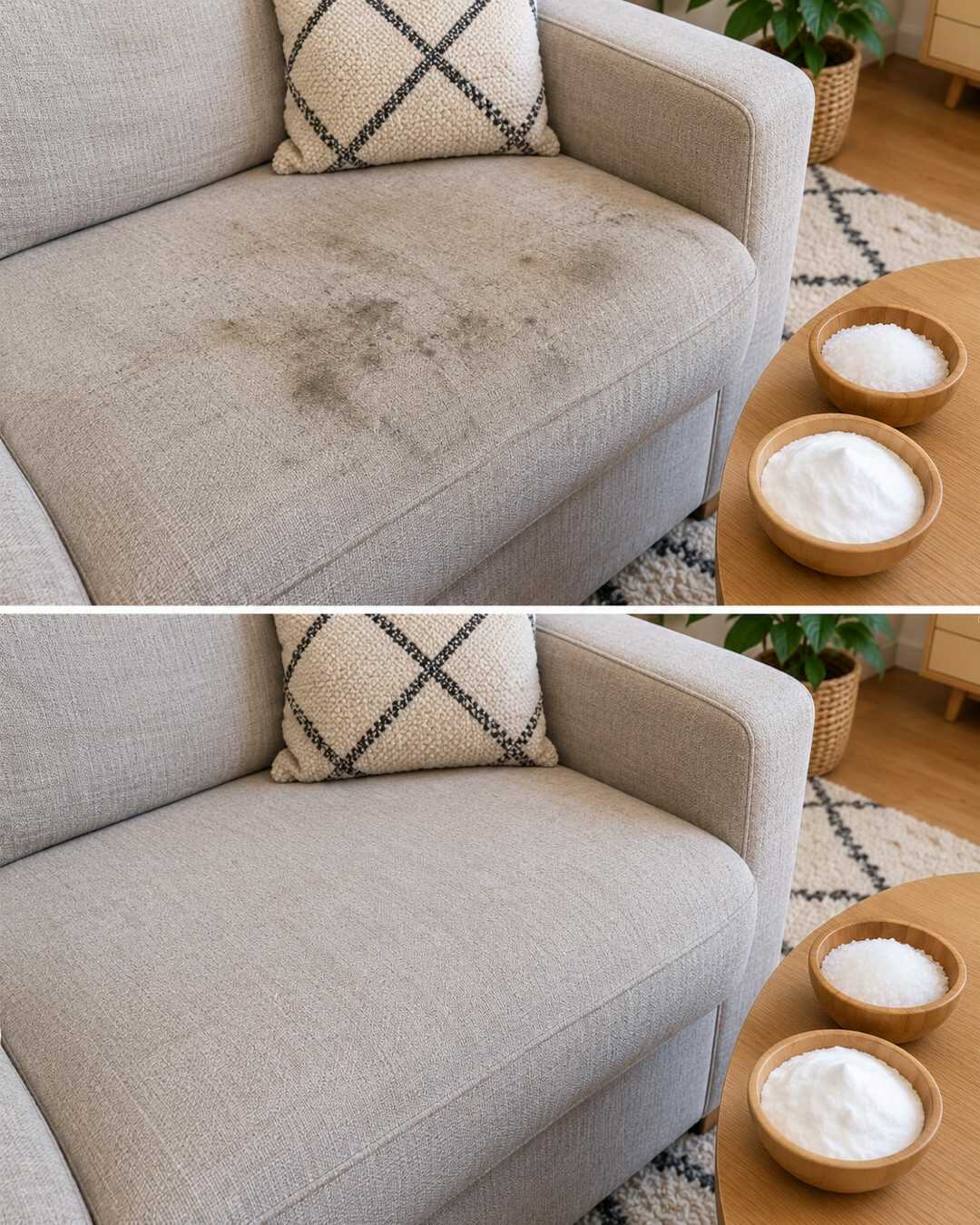Meubles en tissu : l’astuce du sel et du bicarbonate pour les rafraîchir facilement