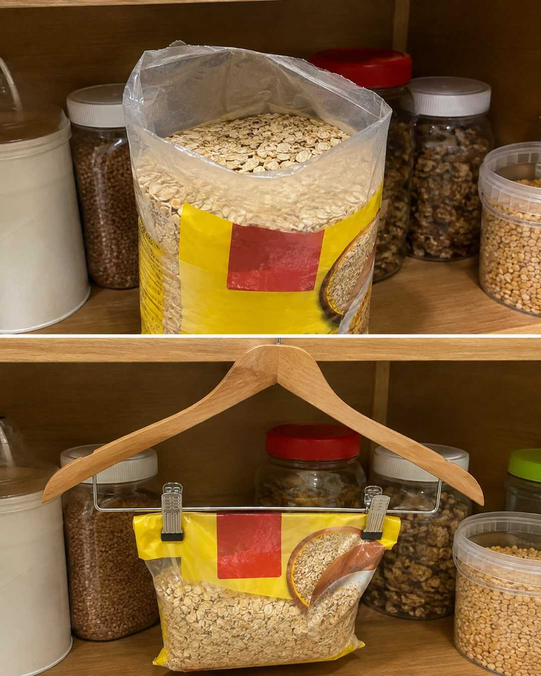 Sachet ouvert : l’astuce du cintre à pinces pour le fermer et gagner de la place