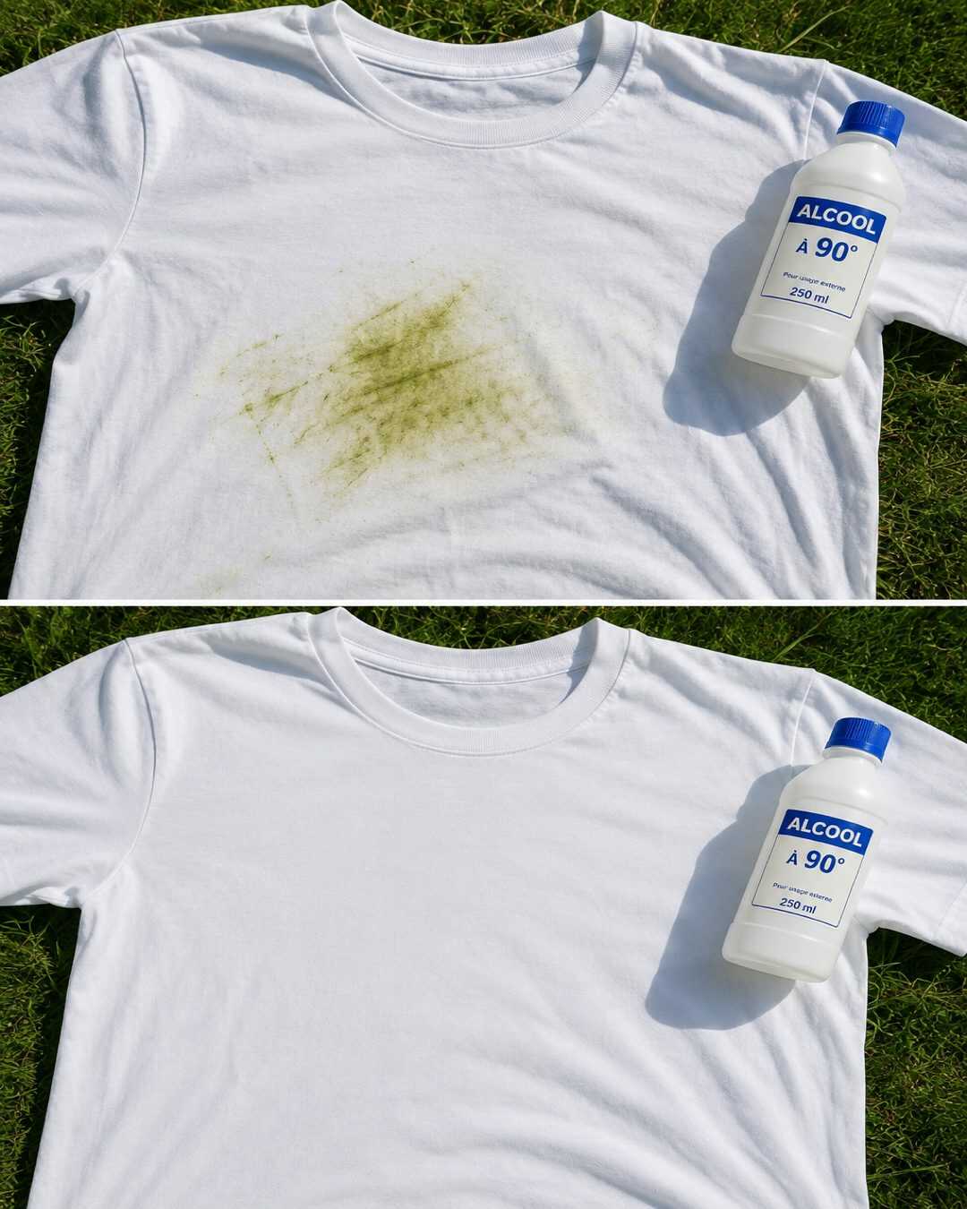 Tache d’herbe : l’astuce de l’alcool à 90° pour détacher les vêtements